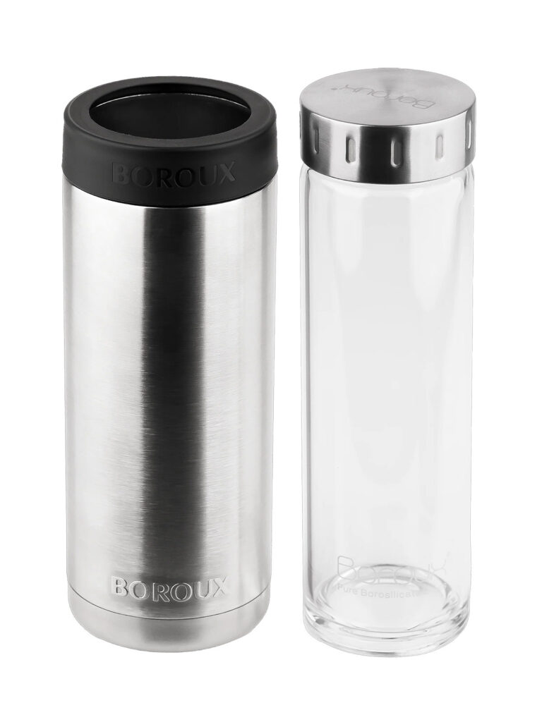 Set de bouteilles en verre BOROUX avec pochette de déménagement