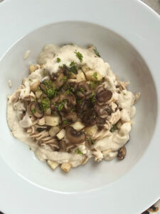 Fusilli with mushrooms and celeriac