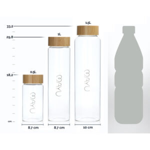 MAYU glass drinking bottles sizes